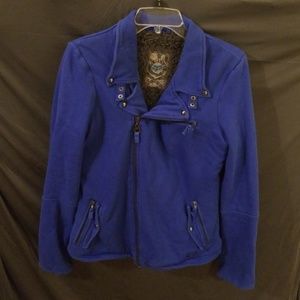 Blue Faux Fur Lined Fox Jacket - XL